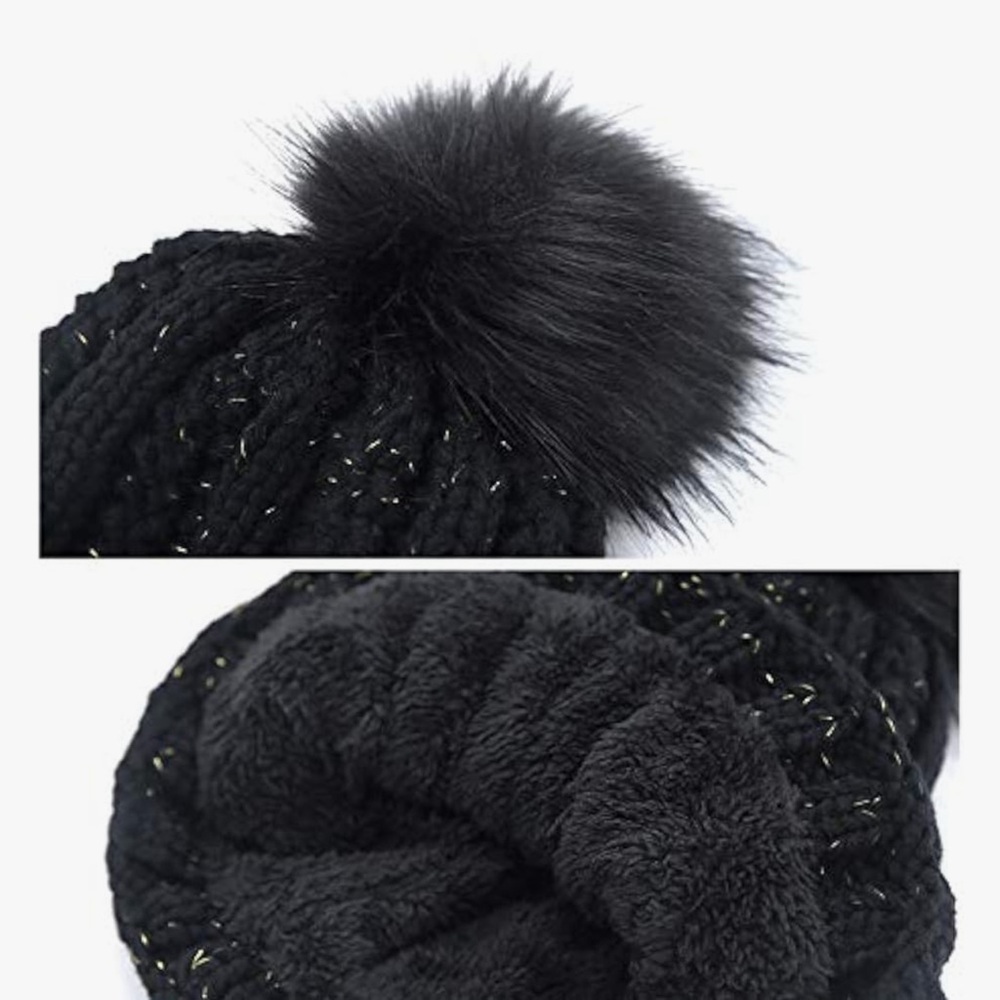 Winter Beanie Hat Scarf Set, Muffler Winter Cap Thick Fleece Lined Skull Cap Hat - Picture 2 of 3